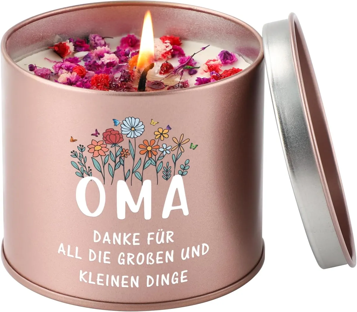Lavendelkerze mit Dankesbotschaft – Geschenk für Oma