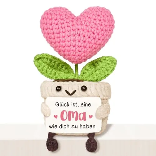 Gehäkelte Herzblume für Oma – kleines Geschenk – Bild 2
