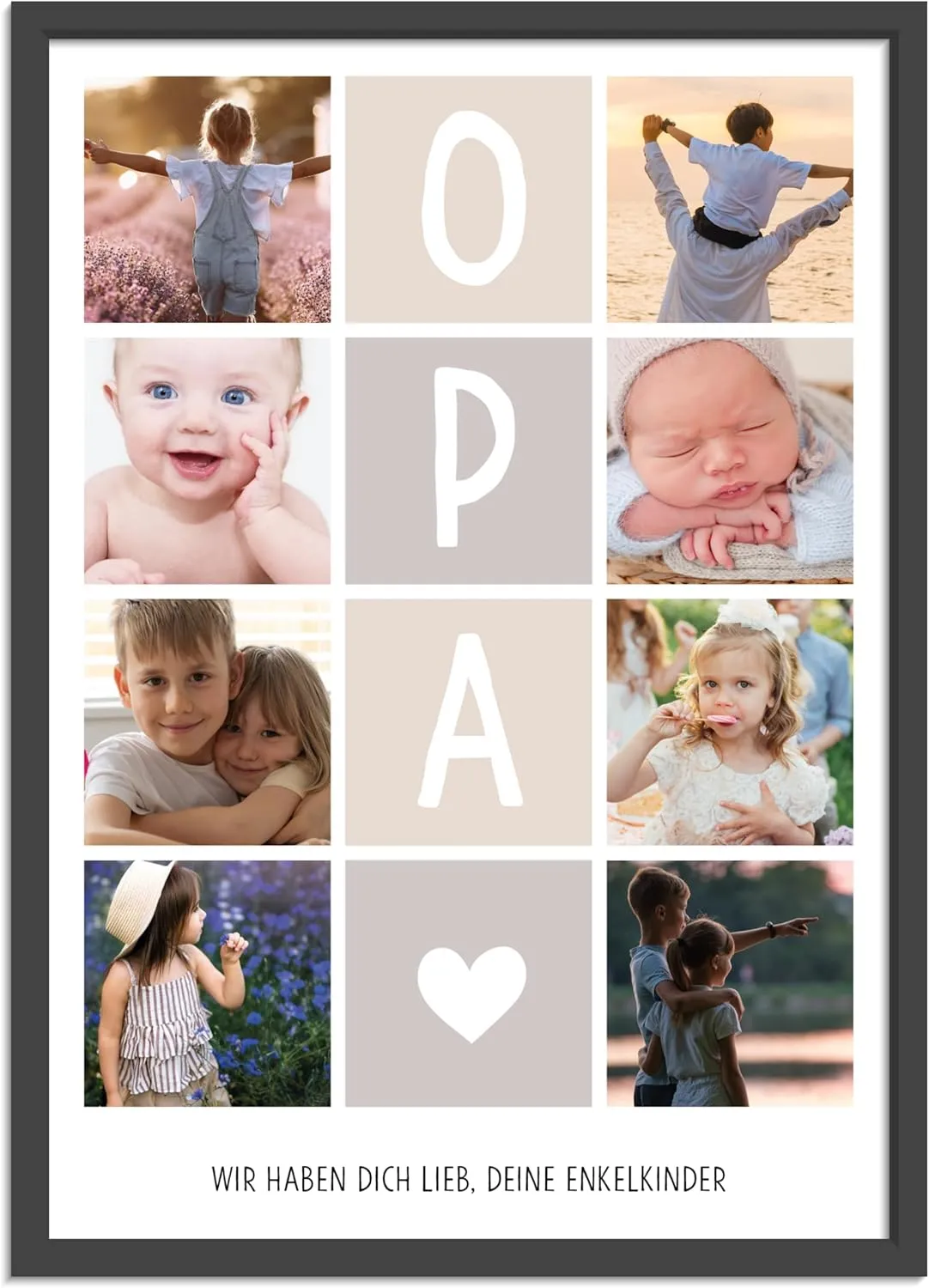Fotobild mit acht Fotos für Opa im neuen Zuhause, Geschenk zur Einweihung