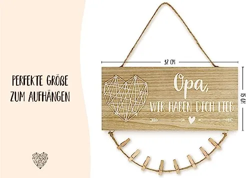 Holzschild mit Fotoseil für Opa – Geschenk von den Enkeln – Bild 3