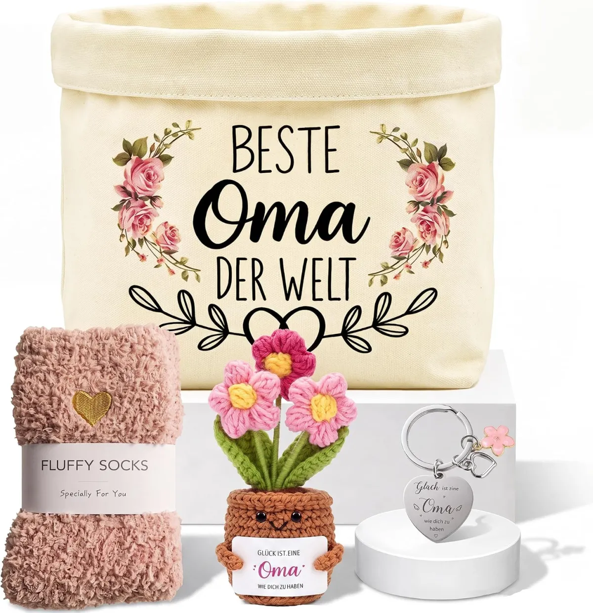 Oma-Geschenkset mit Stofftasche, Socken und Tasse