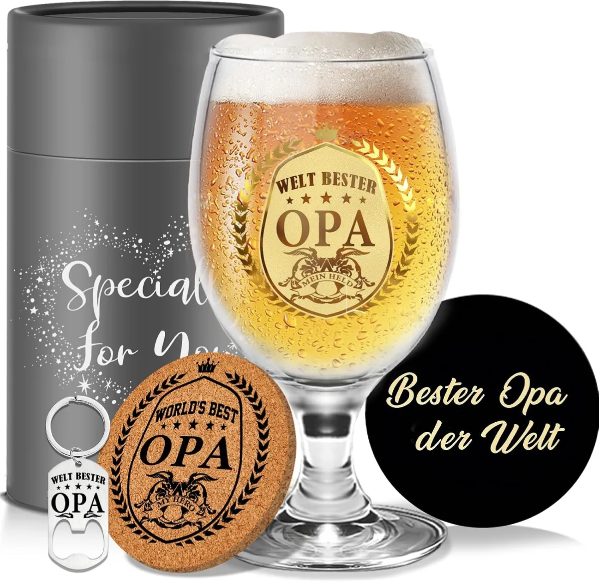Bierglas-Set für Opa – Geschenk zu Geburtstag & Weihnachten