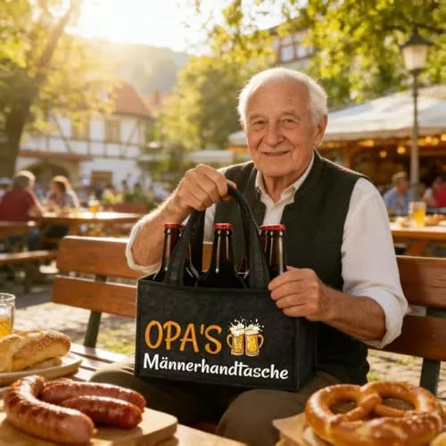 Männerhandtasche für Opa – Flaschenträger aus Filz – Bild 3