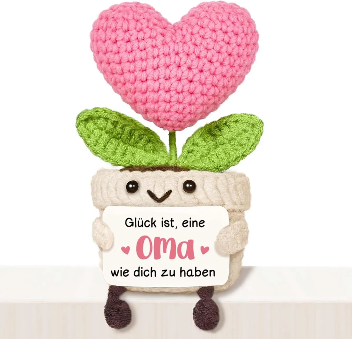 Gehäkelte Herzblume für Oma – kleines Geschenk