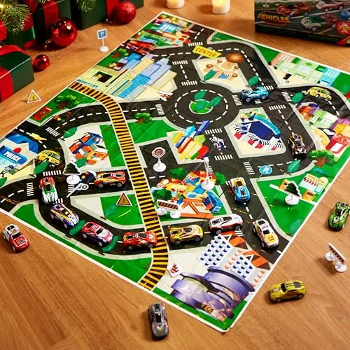 Adventskalender mit Aufziehautos für Kinder zum Spielen – Bild 3