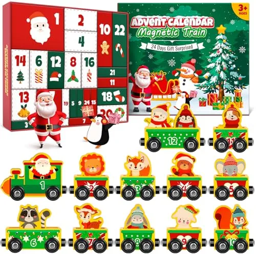 Adventskalender mit Magnetzug aus Holz für Kleinkinder – Bild 2