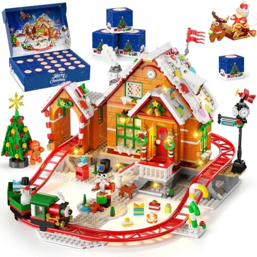 Bau-Adventskalender mit Lebkuchenhaus und Weihnachtszug – Bild 2