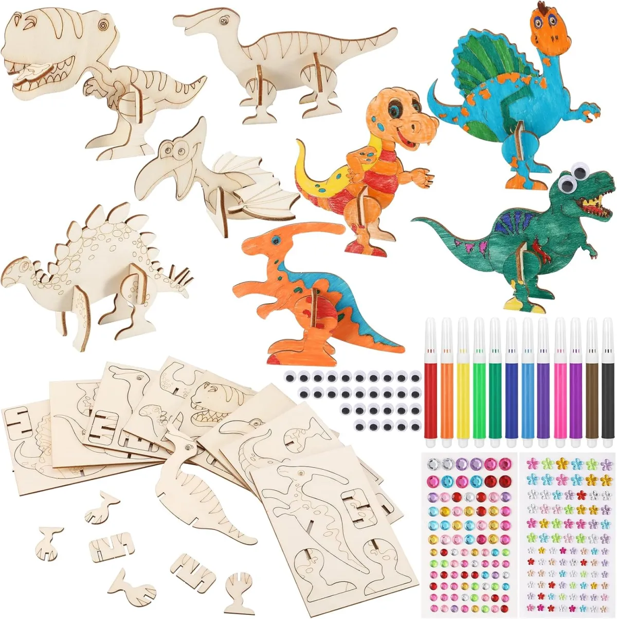 Dino-Bastelset aus Holz zum Bemalen für Kinder ab 4