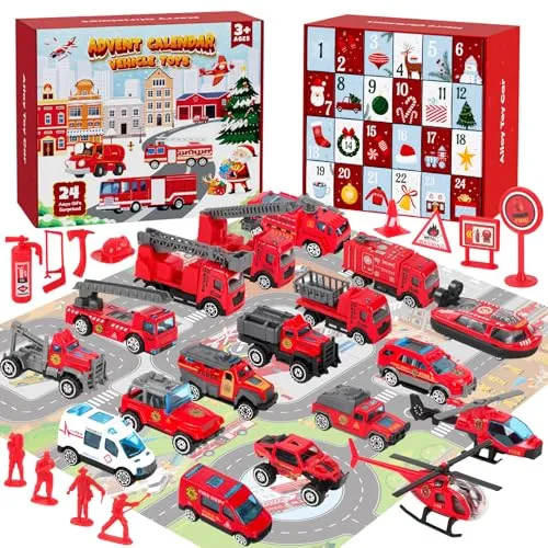 Feuerwehr-Adventskalender für Kinder mit Spielzeugautos – Bild 2