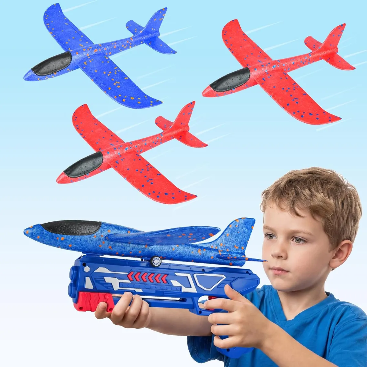 Schaumstoff-Flieger mit Katapult für Kinder im Freien