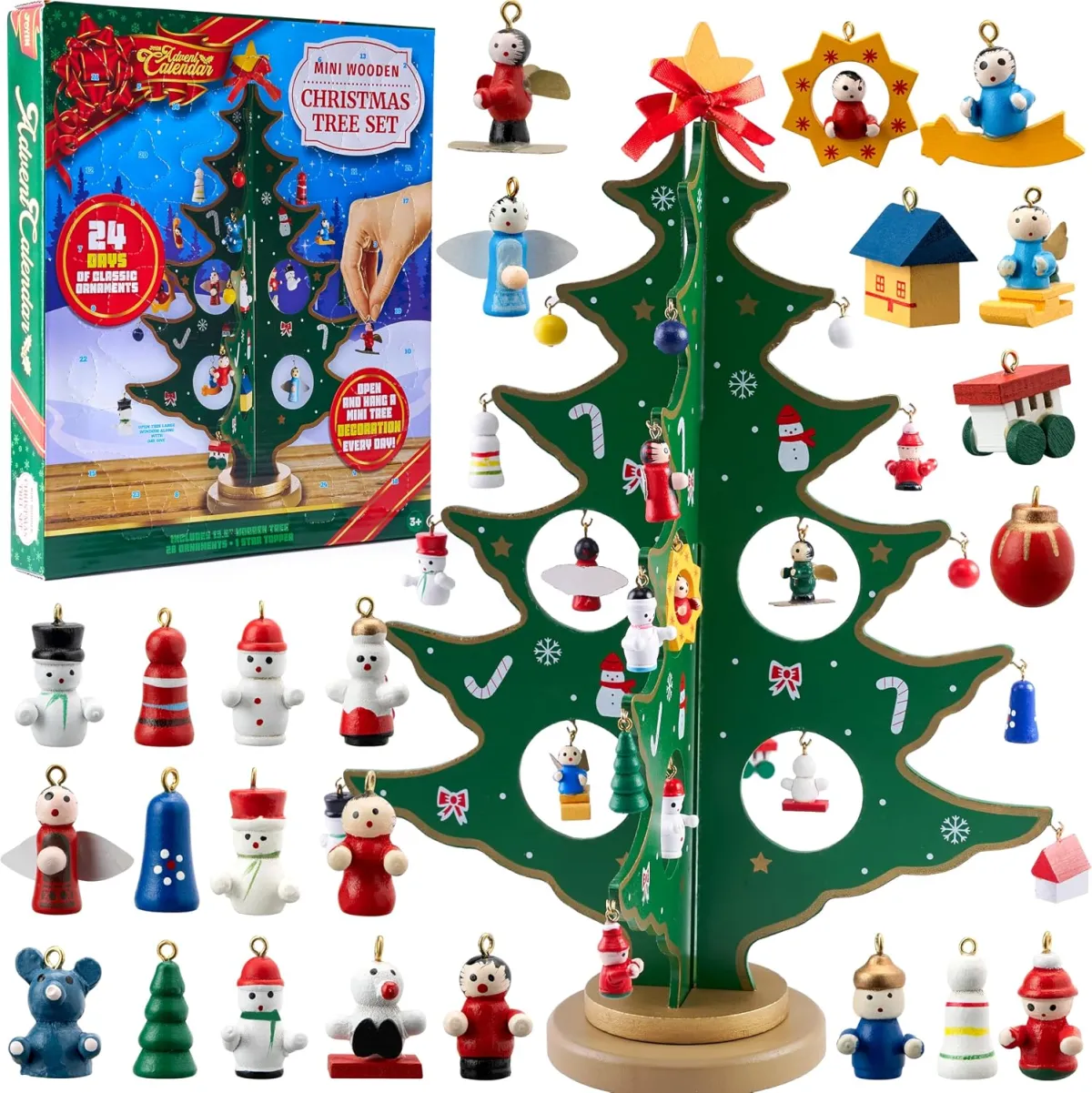 Bastel-Adventskalender mit Holzbaum für Kinder
