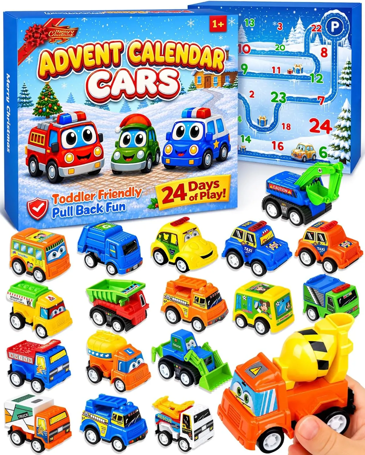 Auto-Adventskalender für Kleinkinder mit Spielmatte