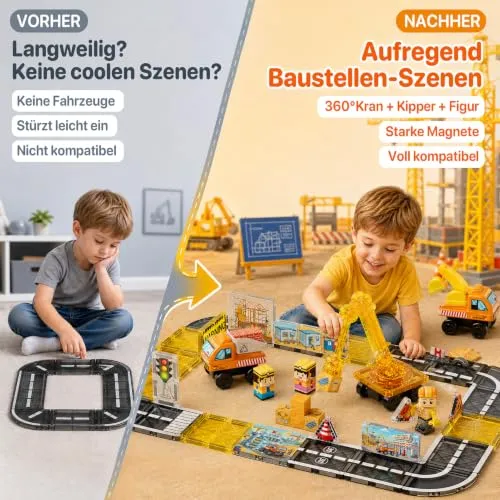 Magnetbausteine Baustellen-Set für Kinder ab 3 Jahren – Bild 3