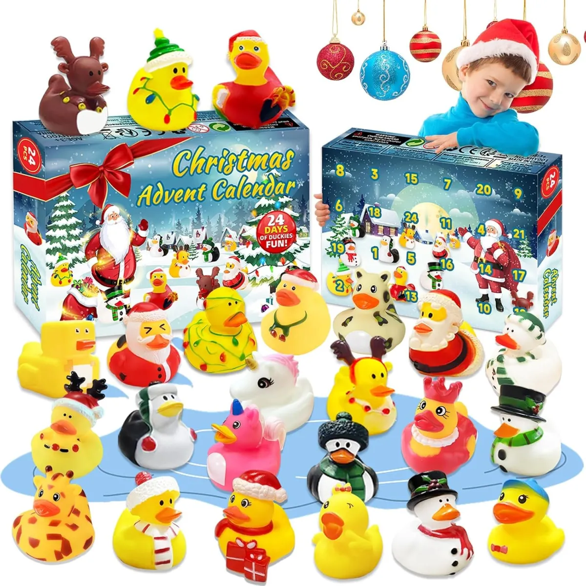 Enten-Adventskalender mit 24 Quietscheenten für Kinder