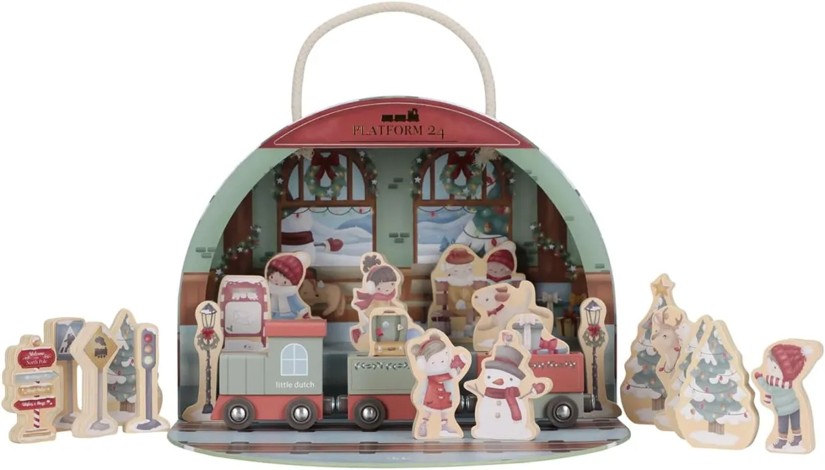 Holz-Adventskalender Weihnachtsbahnhof für Kleinkinder