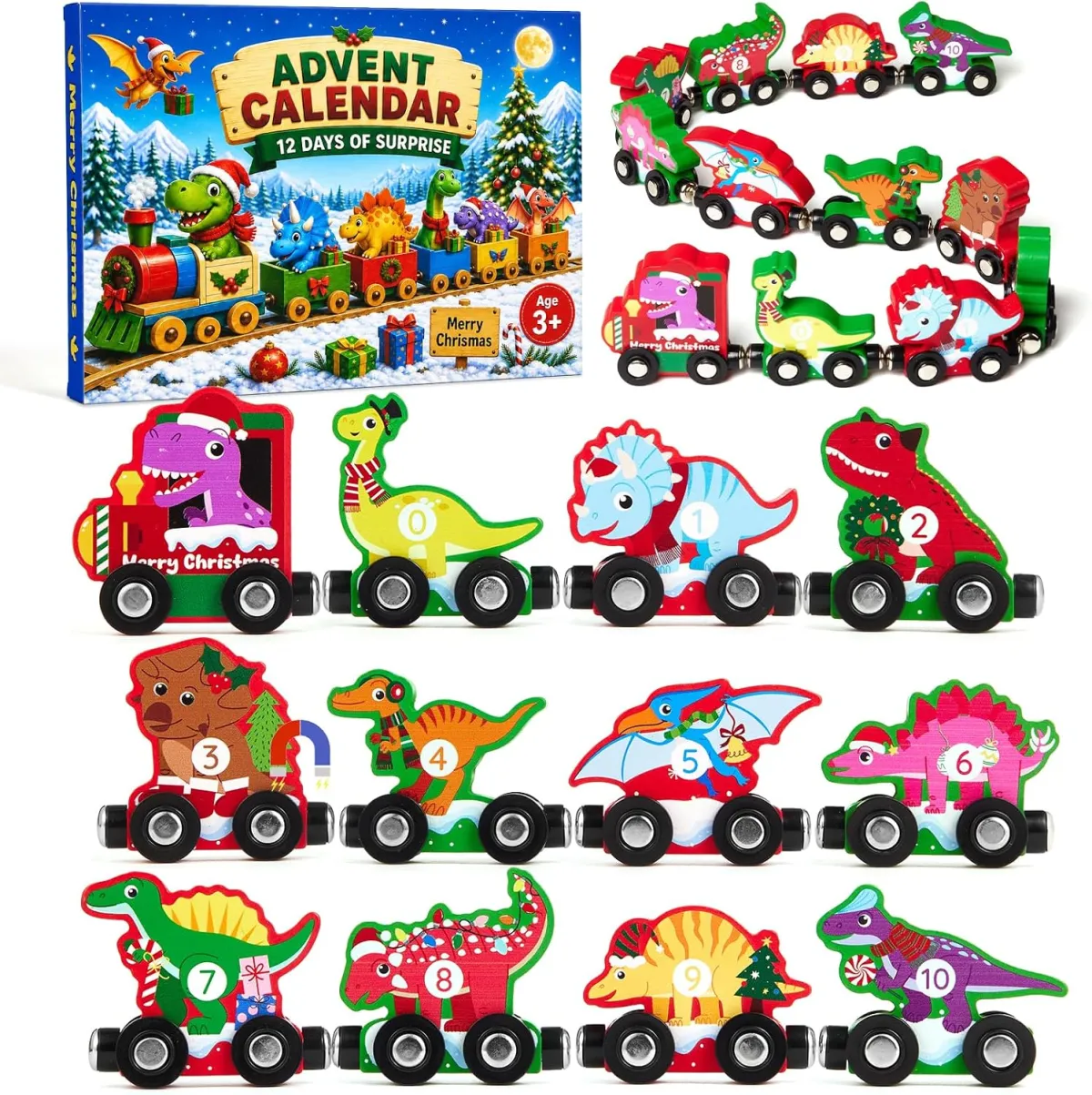Holzeisenbahn-Adventskalender für Kinder mit Magnetzug