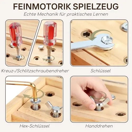 Montessori-Werkzeugkoffer aus Holz für Kinder ab 3 – Bild 3