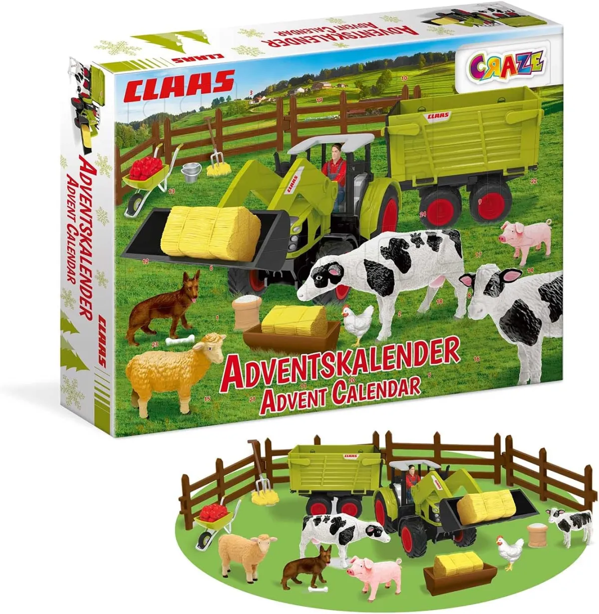 Bauernhof-Adventskalender mit Traktor für Kinder ab 3