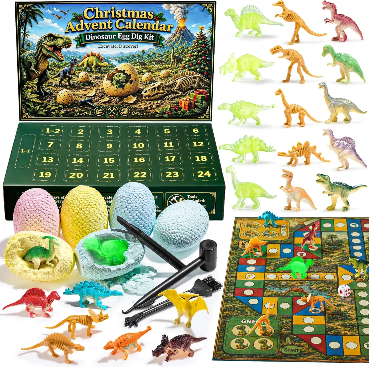 Dino-Adventskalender für Kinder zum Ausgraben und Spielen