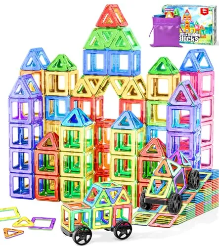 Magnetische Bausteine mit Autobasis für Kinder ab 3 – Bild 2