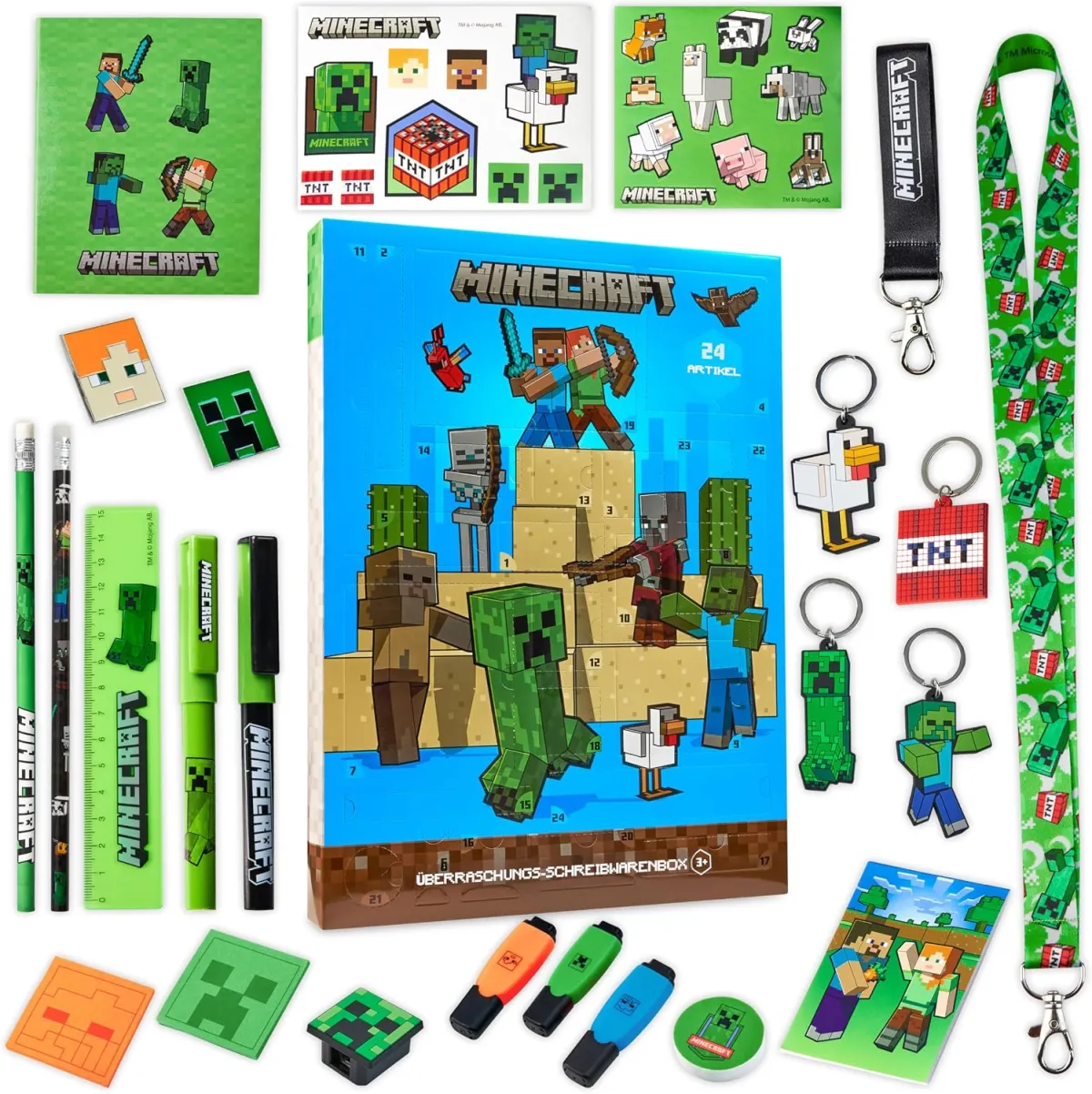 Minecraft-Adventskalender mit Schreibwaren für Kinder