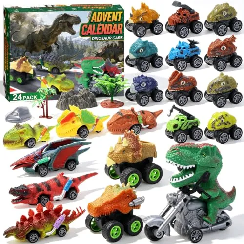 Dino-Adventskalender mit Rückzugautos für Kinder – Bild 2