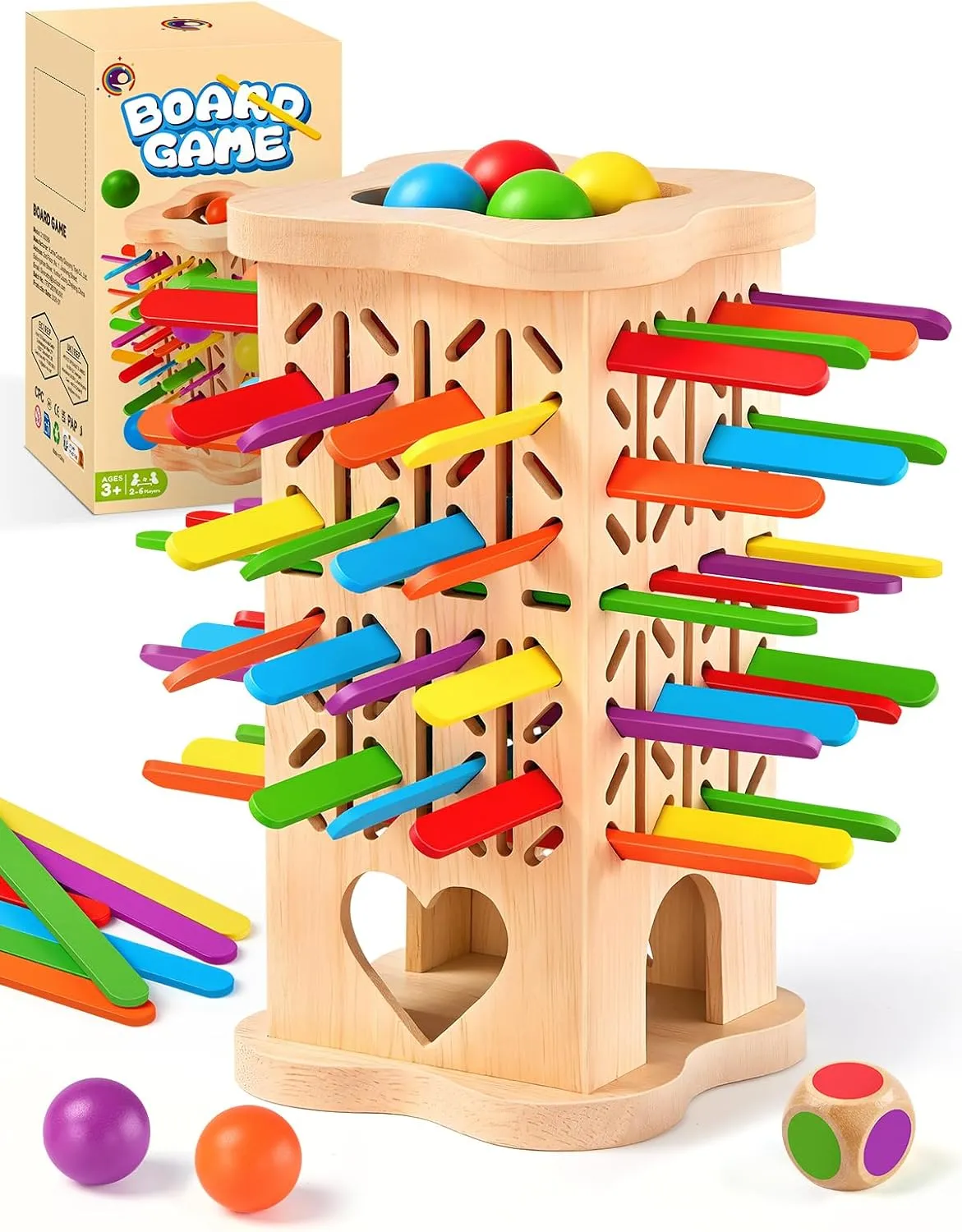 Holz-Brettspiel mit Stäbchen für Kinder ab 3 Jahren