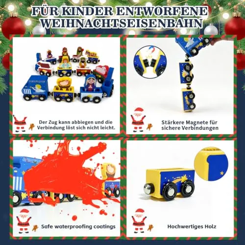 Holzeisenbahn-Adventskalender mit Krippenfiguren für Kinder – Bild 3