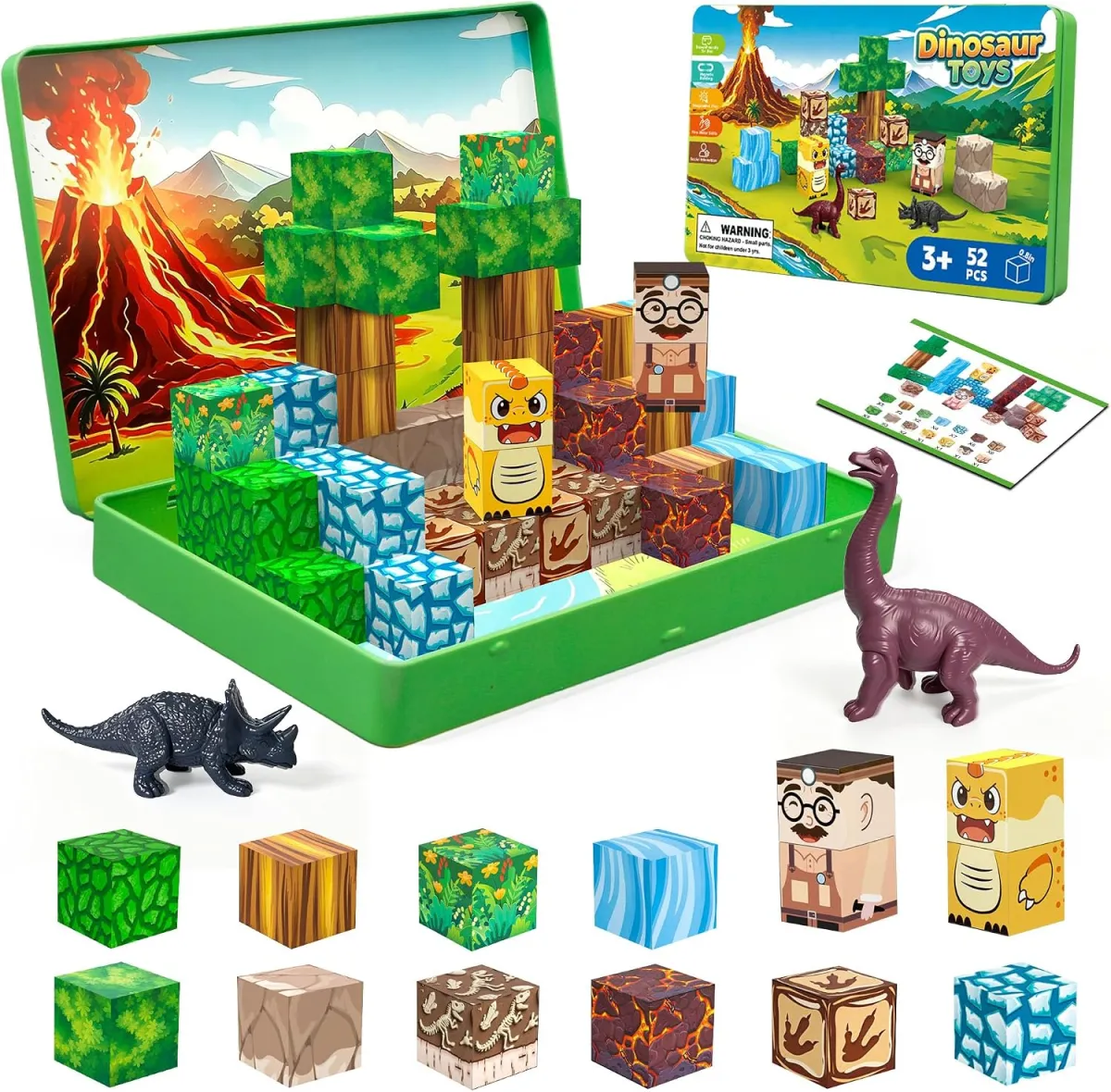 Magnetbausteine mit Dinos – Reiseset für Kinder ab 3