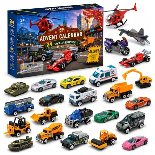 Adventskalender mit 24 Spielzeugautos für Kinder – Bild 2