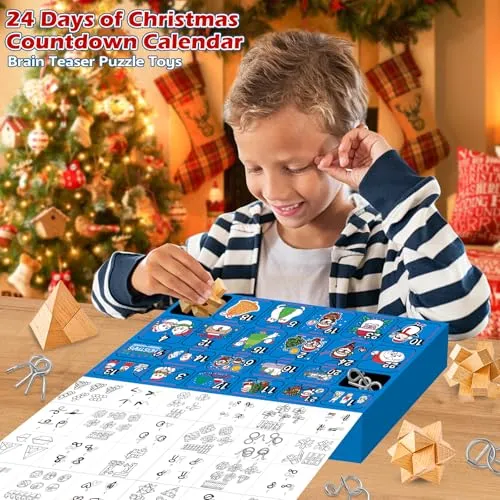 Knobelspiele-Adventskalender für Kinder aus Holz und Metall – Bild 3