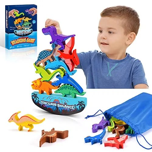 Dinosaurier-Stapelspielzeug aus Holz für Kinder ab 3 – Bild 2